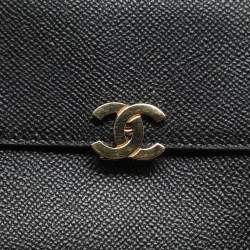 Chanel Black Leather Vintage CC Flap Wallet