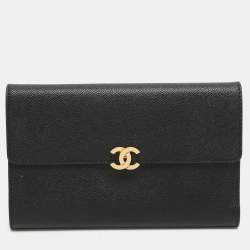 Chanel Black Leather Vintage CC Flap Wallet