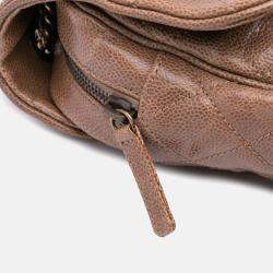 Chanel Brown Large Quilted Glazed Caviar Shiva Flap