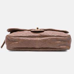 Chanel Brown Large Quilted Glazed Caviar Shiva Flap