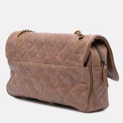 Chanel Brown Large Quilted Glazed Caviar Shiva Flap