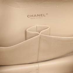 Chanel Yellow Striped Patent Leather Jumbo Classic Double Flap Bag