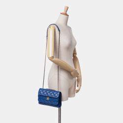 Chanel Blue CC Quilted Calfskin Triple Flap