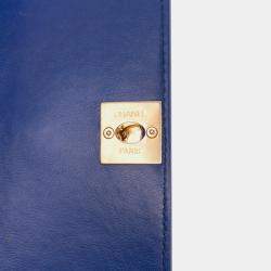 Chanel Blue CC Quilted Calfskin Triple Flap