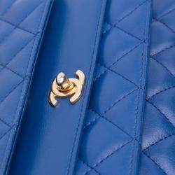 Chanel Blue CC Quilted Calfskin Triple Flap