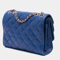 Chanel Blue CC Quilted Calfskin Triple Flap