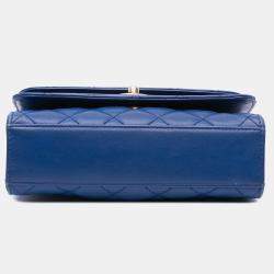 Chanel Blue CC Quilted Calfskin Triple Flap