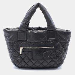 Chanel Coco Cocoon Small Tote Bag Nylon Leather Black Bordeaux  Shw
