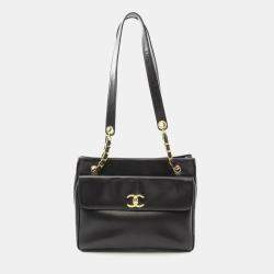 Chanel Coco Mark Tote Chain Shoulder Bag Lambskin Black  Ghw