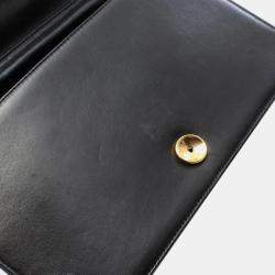 Pre Owned Chanel Black Lambskin Full Flap Chain Shoulder Bag