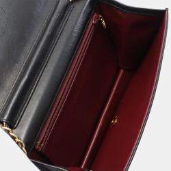 Pre Owned Chanel Black Lambskin Full Flap Chain Shoulder Bag