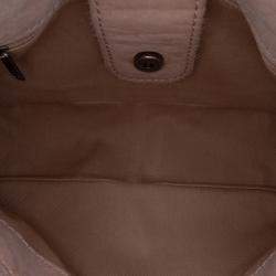Pre Owned Chanel Beige Brown Calfskin Stitched Highlander Messenger Bag