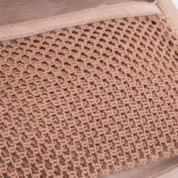 Pre Owned Chanel Beige Brown Calfskin Stitched Highlander Messenger Bag