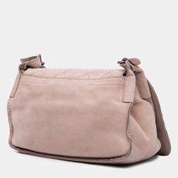 Pre Owned Chanel Beige Brown Calfskin Stitched Highlander Messenger Bag