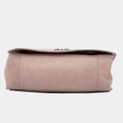 Pre Owned Chanel Beige Brown Calfskin Stitched Highlander Messenger Bag
