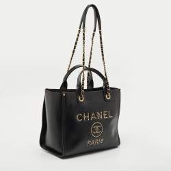 مملوكة مسبقًا Chanel Black Caviar Leather Small Studded Deauville Tote