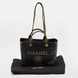 مملوكة مسبقًا Chanel Black Caviar Leather Small Studded Deauville Tote