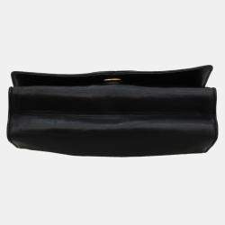 Chanel Black Leather Vintage Timeless Flap Clutch with Chain