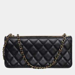 Chanel Black Quilted Lambskin Leather CC Trendy Wallet on Chain