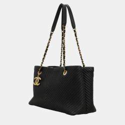 Chanel Black Chevron Leather CC Chain Surpique Shoulder Bag