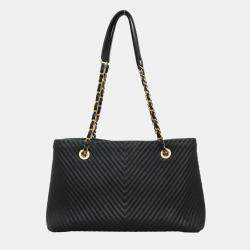 Chanel Black Chevron Leather CC Chain Surpique Shoulder Bag