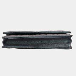 Chanel Purple & Green Iridescent Caviar Leather Quilted Wallet On Chain
