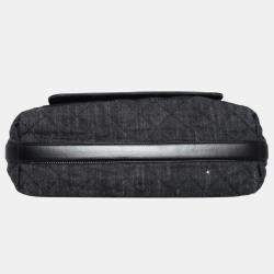 Chanel Black & Grey Denim and Leather Quilted Shopper Tote Bag