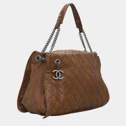 Pre Owned Chanel Brown Lambskin Leather Quilted Shoulder Bag