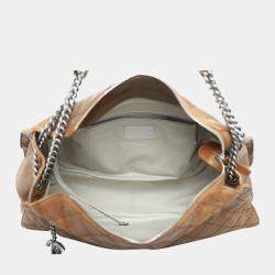 Pre Owned Chanel Brown Lambskin Leather Quilted Shoulder Bag