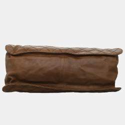 Pre Owned Chanel Brown Lambskin Leather Quilted Shoulder Bag