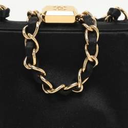 Chanel Black Satin CC Chain Pouch