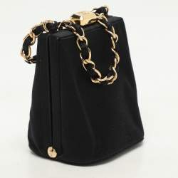 Chanel Black Satin CC Chain Pouch