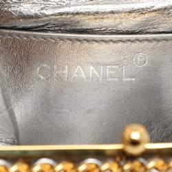 Chanel Silver Quilted Leather Vintage CC Chain Detail Shoulder Bag