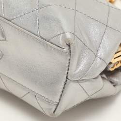 Chanel Silver Quilted Leather Vintage CC Chain Detail Shoulder Bag