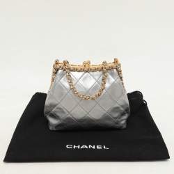 Chanel Silver Quilted Leather Vintage CC Chain Detail Shoulder Bag