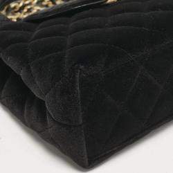 Chanel Black Quilted Velvet Mini Kelly Bag