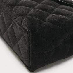 Chanel Black Quilted Velvet Mini Kelly Bag