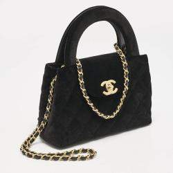Chanel Black Quilted Velvet Mini Kelly Bag