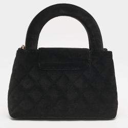 Chanel Black Quilted Velvet Mini Kelly Bag