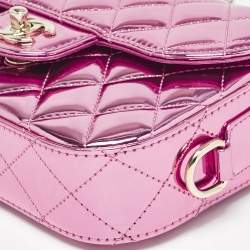 Chanel Pink Quilted Mirror Leather Mini Hollywood Boulevard Flap Bag With Star Coin Purse