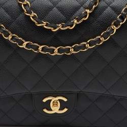 Chanel Black Quilted Caviar Leather Maxi Classic Double Flap Bag
