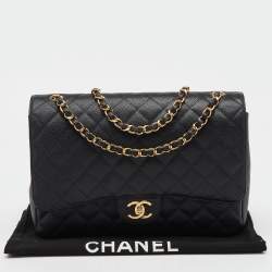 Chanel Black Quilted Caviar Leather Maxi Classic Double Flap Bag