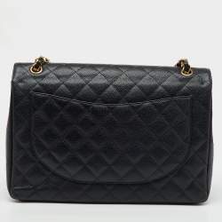 Chanel Black Quilted Caviar Leather Maxi Classic Double Flap Bag