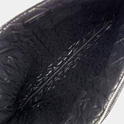 Chanel Black Leather Caviar Chevron Large Clutch
