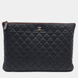 Chanel Black Caviar Leather Clutch Large