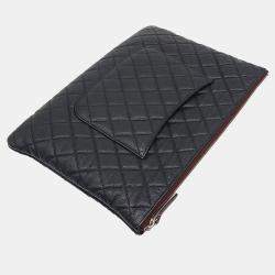Chanel Black Caviar Leather Clutch Large