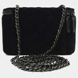 Chanel Black Velvet Vanity crossbody Bag