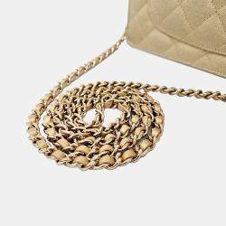Pre Owned Chanel Beige Fabric chain crossbody bag