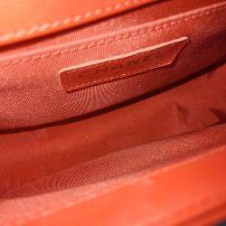 Chanel Red Leather Chevron Boy Bag Medium