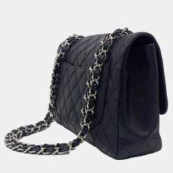 Pre Owned Chanel Black Leather Caviar Classic Jumbobag